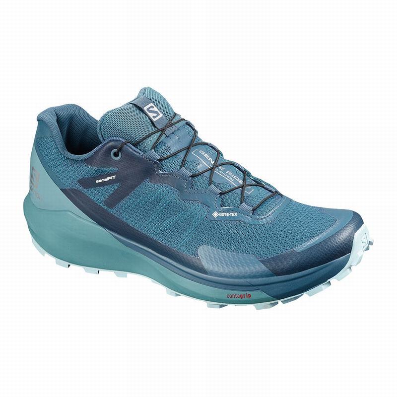 Zapatillas De Running Salomon Mujer Turquesa / Azules - Salomon Argentina SENSE RIDE 3 GTX INVIS. FI